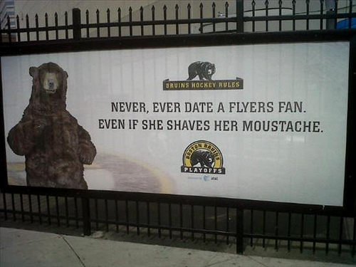 bruins lightning billboard. the commercials the Bruins